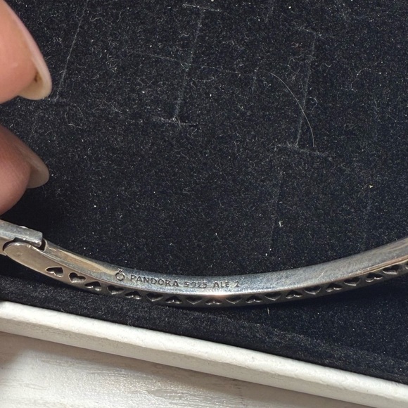 Pandora Set of 3 Bracelets Silver Hearts Enamel Bangles w/ BOX - Picture 6 of 8